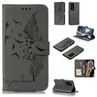 For Huawei P40 Pro+ Litchi Texture Feather Embossing Pattern Horizontal Flip Leather Case with Holder & Card Slots & Wallet & Photo Frame & Lanyard(Grey) - 1