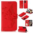 For Huawei Honor 30 Litchi Texture Feather Embossing Pattern Horizontal Flip Leather Case with Holder & Card Slots & Wallet & Photo Frame & Lanyard(Red) - 1