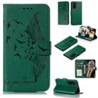 For Huawei Honor 30 Litchi Texture Feather Embossing Pattern Horizontal Flip Leather Case with Holder & Card Slots & Wallet & Photo Frame & Lanyard(Green) - 1