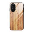 For OPPO A17 Wood Grain Glass Phone Case(Yellow) - 1