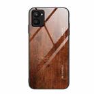 For Realme C33 Wood Grain Glass Phone Case(Dark Brown) - 1