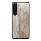 For Samsung Galaxy S23+ 5G Wood Grain Glass Phone Case(Grey) - 1