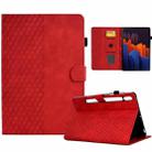 For Samsung Galaxy Tab S7 T870 / S8 X700 Rhombus Embossed Leather Smart Tablet Case(Red) - 1