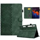 For Samsung Galaxy Tab S7 T870 / S8 X700 Rhombus Embossed Leather Smart Tablet Case(Green) - 1