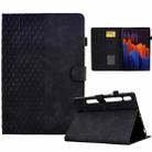 For Samsung Galaxy Tab S7 T870 / S8 X700 Rhombus Embossed Leather Smart Tablet Case(Black) - 1