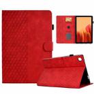 For Samsung Galaxy Tab A7 T500 / T505 2020 Rhombus Embossed Leather Smart Tablet Case(Red) - 1