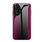 For OPPO A17 Texture Gradient Glass TPU Phone Case(Rose Red) - 1