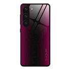 For Samsung Galaxy S23 5G Texture Gradient Glass TPU Phone Case(Rose Red) - 1