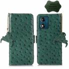 For Motorola Moto E13 4G 2023 Ostrich Pattern Genuine Leather RFID Phone Case(Green) - 1