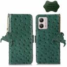 For Motorola Moto G53 5G / G13 / G23 Ostrich Pattern Genuine Leather RFID Phone Case(Green) - 1