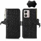 For Motorola Moto G53 5G / G13 / G23 Ostrich Pattern Genuine Leather RFID Phone Case(Black) - 1