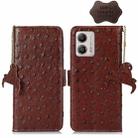 For Motorola Moto G53 5G / G13 / G23 Ostrich Pattern Genuine Leather RFID Phone Case(Coffee) - 1