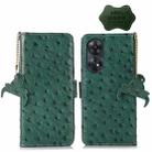 For OPPO Reno8 T 4G Ostrich Pattern Genuine Leather RFID Phone Case(Green) - 1