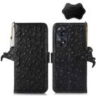 For OPPO Reno8 T 4G Ostrich Pattern Genuine Leather RFID Phone Case(Black) - 1