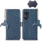 For OPPO Reno8 T 4G Ostrich Pattern Genuine Leather RFID Phone Case(Blue) - 1