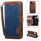 For Huawei Y7(2019) Retro Splicing Horizontal Flip Leather Case with Card Slots & Holder & Wallet(Blue) - 1