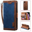 For iPhone XR Retro Splicing Horizontal Flip Leather Case with Card Slots & Holder & Wallet(Blue) - 1