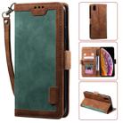 For iPhone XR Retro Splicing Horizontal Flip Leather Case with Card Slots & Holder & Wallet(Green) - 1