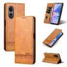 For OPPO A58 5G / A58X / A78 AZNS Magnetic Calf Texture Flip Leather Phone Case(Light Brown) - 1