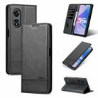 For OPPO A58 5G / A58X / A78 AZNS Magnetic Calf Texture Flip Leather Phone Case(Black) - 1