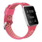 For Apple Watch Series 7 45mm / 6 & SE & 5 & 4 44mm / 3 & 2 & 1 42mm Two-tone Silicone Sports Watch Band(Rose Red Pink) - 1