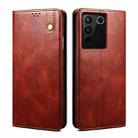 For vivo S16e Oil Wax Crazy Horse Texture Leather Phone Case(Brown) - 1