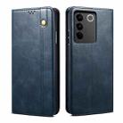 For vivo V27 Oil Wax Crazy Horse Texture Leather Phone Case(Blue) - 1