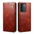 For vivo V27 Oil Wax Crazy Horse Texture Leather Phone Case(Brown) - 1