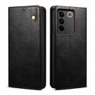 For vivo V27 Oil Wax Crazy Horse Texture Leather Phone Case(Black) - 1