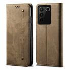 For vivo S16 Pro / S16 Denim Texture Leather Phone Case(Khaki) - 1