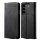 For vivo V27 Denim Texture Leather Phone Case(Black) - 1