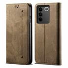 For vivo V27 Denim Texture Leather Phone Case(Khaki) - 1