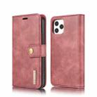 For iPhone 12/12 Pro DG.MING Crazy Horse Texture Detachable Magnetic Leather Case(Red) - 1