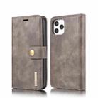 For iPhone 12/12 Pro DG.MING Crazy Horse Texture Detachable Magnetic Leather Case(Grey) - 1