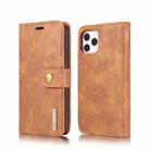 For iPhone 12/12 Pro DG.MING Crazy Horse Texture Detachable Magnetic Leather Case(Brown) - 1