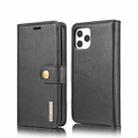 For iPhone 12/12 Pro DG.MING Crazy Horse Texture Detachable Magnetic Leather Case(Black) - 1