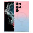 For Samsung Galaxy S22 Ultra 5G Liquid TPU Silicone Gradient MagSafe Phone Case(Pink Blue) - 1