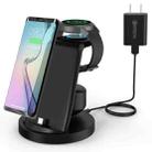 For Type-C Cellphone&Earphone / Samsung Watch Series W-05 4 in 1 Wireless Charger Bracket, US Plug(Black) - 1