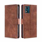 For Motorola Moto E13 4G Skin Feel Crocodile Magnetic Clasp Leather Phone Case(Brown) - 1