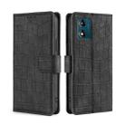For Motorola Moto E13 4G Skin Feel Crocodile Magnetic Clasp Leather Phone Case(Black) - 1