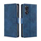 For OPPO Reno8 T 4G Skin Feel Crocodile Magnetic Clasp Leather Phone Case(Blue) - 1