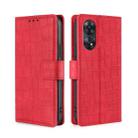 For OPPO Reno8 T 4G Skin Feel Crocodile Magnetic Clasp Leather Phone Case(Red) - 1