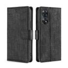 For OPPO Reno8 T 4G Skin Feel Crocodile Magnetic Clasp Leather Phone Case(Black) - 1