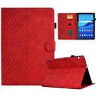 For Huawei MatePad T5 10.0 Rhombus Embossed Leather Smart Tablet Case(Red) - 1