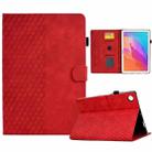 For Huawei MatePad T10 / T10S / Honor Tablet 6 Rhombus Embossed Leather Tablet Case(Red) - 1