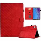 For Lenovo Tab M10 2nd TB-X306F/X306X Rhombus Embossed Leather Smart Tablet Case(Red) - 1