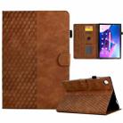 For Lenovo Tab M10 Plus Gen 3 Rhombus Embossed Leather Smart Tablet Case(Brown) - 1