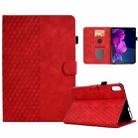 For Lenovo Tab P11 / J606F Rhombus Embossed Leather Smart Tablet Case(Red) - 1