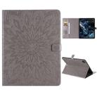 For iPad Pro 12.9 (2020)  & Pro 12.9 (2018) Pressed Printing Sunflower Pattern Horizontal Flip PU Leather Tablet Case with Holder & Card Slots & Wallet(Grey) - 1