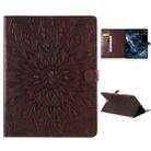 For iPad Pro 12.9 (2020)  & Pro 12.9 (2018) Pressed Printing Sunflower Pattern Horizontal Flip PU Leather Tablet Case with Holder & Card Slots & Wallet(Brown) - 1